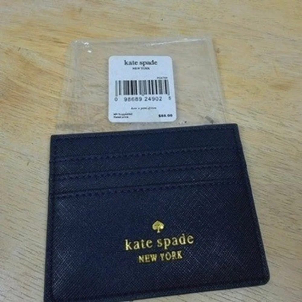 Kate Spade New York Greta Court Graham Glitter Card‎ Case Navy NWT Classic Glam
